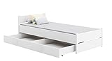 Home Collective Gästebett 90x200 cm Bett mit Schublade & Lattenrost in weiß 200 x 90 MDF-Holz
