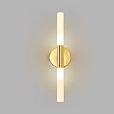 DROMEZ Wandlampe Innen Gold, 2 Flammige Moderne LED Badezimmer Wandleuchte mit Glas Lampenschirm, 5W Minimalistische Wandlampe Flur, 2xG9, Warmes Weiß