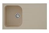 respekta by Schock Küchenspüle Spüle Granit Einbauspüle Granitspüle Spülbecken 86 x 50 cm inkl. Drehexcenter (Beige)
