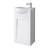 Planetmöbel Waschtischunterschrank Keramikwaschbecken Gäste WC 40cm matt (Weiß matt)