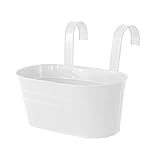 Yunnyp Metall Hängender Blumentopf Geländer Pflanzgefäß mit abnehmbaren Haken Outdoor Blumenhalter für Geländer Zaun Balkon Garten Hof