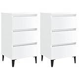 TALCUS Möbel mit Bettschrank mit Metallbeinen, 2 Stück, Hochglanz, Weiß, 40x35x69 cm