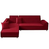 ShowyLive Sofa Überwürfe Sofa Überzug Couch Überzug 2er Set für Sofa Universal Waschbar Sofaüberwurf 1 Sitzer+2 Sitzer, mit 2 Stück Kissenbezug, Rot