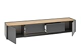 ALIDAM Tv Schrank Tv Lowboard Wohnwand Set Lowboard Paneel in grau und Eiche 300 cm Fernsehtisch