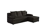 MOEBLO Ecksofa mit Schlaffunktion mit Bettkasten Couch L-Form Polstergarnitur Wohnlandschaft Polstersofa mit Ottomane Couchgranitur - ARON (Dunkelbraun (Sawana 26), Ecksofa Rechts)