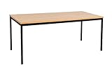 furni24 Schreibtisch-Stahl 200x80x75cm, Buche, TÜV/GS-Einfache Montage, Arbeitstisch, Bürotisch, Küchentisch, Esstisch, Druckertisch Büro-Möbel Arbeitszimmer Computertisch Gaming-Tisch Mehrzwecktisch