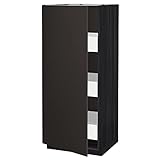 Ikea METOD/MAXIMERA Hochschrank mit Schubladen, 60x60x140 cm, schwarz/Kungsbacka anthrazit