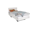 Jugendbett Miri 90*200 cm hochglanz weiß Jugendliege Einzelbett Kinderbett Tagesbett Holzbett Bettliege Bett Bettgestell Bettrahmen