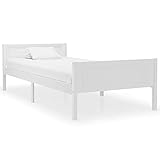 vidaXL Kiefernholz Massivholzbett Bettgestell Holzbett Futonbett Bett Einzelbett Bettrahmen mit Lattenrost Schlafzimmerbett Weiß 100x200cm