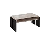 ALTDECOR Couchtisch, Kaffeetisch, ideal als Sofatisch oder Wohnzimmertisch, solide Konstruktion aus Möbelplatte, 100x60x45 cm - Platin Grange Eiche K355 / Schwarz - UMBA