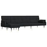 vidaXL Schlafsofa in L-Form Schwarz 271x140x70 cm Samt