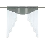 HongYa transparenter Voile Scheibengardine Tunnelzug Kurzstore Küche Kleinfenster Gardine H/B 145/140 cm Grau