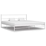 vidaXL Bettgestell Zeitloses Design Metallbett Bett Schlafzimmerbett Doppelbett Schlafzimmermöbel Ehebett Bettrahmen Weiß Metall 160x200cm