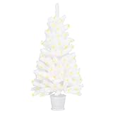 Weihnachtsbaum Kiefer Look, Künstlicher Weihnachtsbaum mit LED Weiß 90cm Falsche Fichte Home Dekoration für Weihnachten Innen Außen