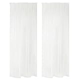 WOLTU Gardinen transparent mit Kräuselband 2er Set Vorhänge Leinenoptik Halbtransparent Voile Leinenvorhang Stores Fensterschal Dekoschal für Wohnzimmer Kinderzimmer Schlafzimmer, 140x225cm Weiß