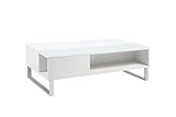 Amazon Marke - Movian Couchtisch Nikolaj mit Liftfunktion und Stauraum, weissglas, ca. 110 x 35 x 60 cm, weiss Hochglanz