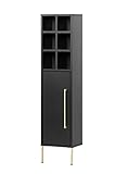 Schildmeyer Gloria Highboard mit offenen Fächern, Holzwerkstoff, Schwarz/Gold, 130,6 x 30,4 x 21,8 cm