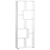 HOMCOM Bücherregal mit 8 Fächer Würfelregal Aufbewahrungsregal Wohnzimmer Schlafzimmer Büro E1 Spanplatte Weiß 70 x 24 x 178 cm