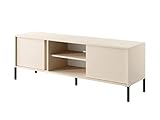 Vente-unique TV-Möbel - 2 Türen und 2 Ablagefächer - mit LED-Beleuchtung - Beige - ELYNIA