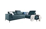 Stylefy Ecksofa Ballenger L-from mit Ottomane Rechts, Schlaffunktion und Bettkasten - Eckcouch (HxBxL): 96x265x225 cm - Strukturstoff Inari, Türkis