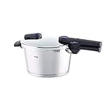 Fissler Vitaquick / Induktions-Schnellkochtopf (4,5 Liter, Ø 22 cm) Edelstahl-Dampfkochtopf, 2 Garstufen, stapelbar, alle Herdarten auch Induktion, Silber
