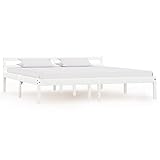 vidaXL Kiefernholz Massiv Bettgestell Holzbett Doppelbett Futonbett Massivholz Bett Bettrahmen Lattenrost Schlafzimmerbett 180x200cm Weiß