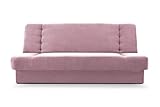 mb-moebel Modernes Sofa mit Schlaffunktion, Integrierter Stauraum für Bettzeug, Dekorative Nähte, minimalistischer Stil, Elegante Inneneinrichtung - Cyprus (Rosa - Soro 61)