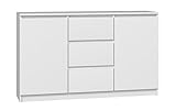 Home Collective Kommode mit 3 Schubladen und 2 Türen 120x75x30 cm (B/H/T) schmal in weiß, Highboard Sideboard Mehrzweckschrank Schrank Schlafzimmer