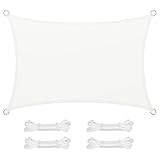 SONGMICS Sonnensegel 2 x 3 m, wasserfest mit Einer Wassersäule von 665 mm, Sonnenschutz aus reißfestem Polyester, UV-Schutz 93%, Terrasse, Garten, Balkon, rechteckig, 2 m Seile, weiß GSH23WT