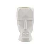 Kreativität Vasen Deko,Moderne Vase Gesicht Statue Schmuckständer Blumentopf Kunstverzierung Geometrische Vase for Pampasgras Wohnzimmer Schlafzimmer (Color : Bianco, Size : L)