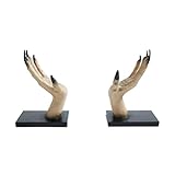 Witchy Hand Book Stand Novel Contemporary Book Shelf Decor Hands Sculpture Bookend Set Halloween Resin Witch Hand Shelf Ornaments Organisation Büro (Black, One Size)