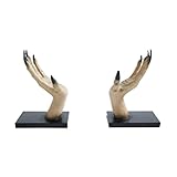 Witchy Hand Book Stand Novel Contemporary Book Shelf Decor Hands Sculpture Bookend Set Halloween Resin Witch Hand Shelf Ornaments Organisation Büro (Black, One Size)