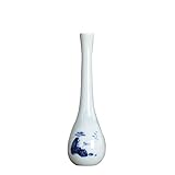 for Dekor, Blaue und weiße Landschaftskeramikvase, kreative handgefertigte Blumen-Teetischdekoration Vase