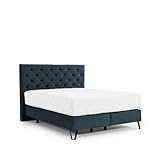 ALTDECOR Boxspringbett mit H3-Matratze (30 cm hoch) mit Multipocket-Feder + Kokosplatte + HR-Schaumstoff + Bonellfederung, Polsterbett mit Kopfteil 180x200 - Türkis - Nube 40