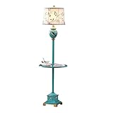 BPILOT Stehlampe Harz-Stehlampe Mit Regalen Aus Gehärtetem Glas, Moderne Stehlampe, 61 Zoll Hohe Stehlampe for Wohnzimmer, Schlafzimmer, Arbeitszimmer Wohnzimmer Leselampe (Color : Dimmer Switch)