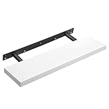 VASAGLE Wandregal, Wandboard für Bücher, Bilder, Deko, Schweberegal, 80 x 20 x 3,8 cm, Büroregal, MDF, für Wohnzimmer, Küche, Flur, Schlafzimmer, Badezimmer, weiß LWS28WT