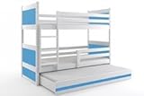 Bett Triple Rico für Kinder 160 x 80 weiß/blau + Matratzen gratis