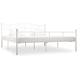 vidaXL Bettgestell Bett Metallbett Schlafzimmerbett Doppelbett Bettrahmen Schlafzimmermöbel Ehebett Lattenrost Weiß Metall 180x200cm