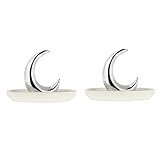 LIFKOME 2 Stück Mond-Schmucktablett Keramik-Dekor Mond-Armband Schmucktablett Schmuck-Aufbewahrungsplatte Keramik-Schmuckhalter Schmuck-Display-Tablett Halsketten-Tablett