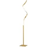 HOMCOM LED Stehleuchte, 10W Spirale Stehlampe, Standleuchte mit Fußschalter, wasserdichte Wohnzimmerlampe mit warmweißem Licht, Metall, Gold, 20,5 x 20,5 x 147 cm