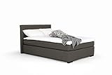 Mivano Beast Boxbett, Komfortables Bett mit Durchgehender Matratze (H3) und Topper, Flachgewebe Jam Dunkelgrau, Liegefläche 120 x 200 cm