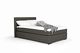 Mivano Beast Boxbett, Komfortables Bett mit Durchgehender Matratze (H3) und Topper, Flachgewebe Jam Dunkelgrau, Liegefläche 120 x 200 cm