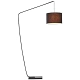 Lightbox Bogenlampe Design Stehlampe groß mit Auslegearm und Textilschirm, Ø 40cm, E27 Fassung für max. 40 Watt - Metall/Textil in schwarz