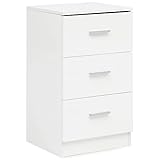 möbelando Nachttisch Weiß WL5.868 38x66,5x35cm Holz Nachtkonsole Hochglanz | Nachtkästchen für Boxspringbett | Schlafzimmer Bett Tischchen | Nachtschrank mit 3 Schubladen | Bett Kommode Boxspring