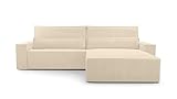 mb-moebel Modernes Ecksofa, Ottomane, Universal, L-Form, Ecksofa mit Deckelhalter, Schlafsofa mit Liegefunktion – Denver Poso 105 (Beige)