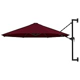BULANED Sonnenschirm, Sonnenschutz Garten, Sonnenschirm Terrasse, Balkonsonnenschirme, Balkon Sonnenschutz, Balkon Sichtschutz Uv-schutz, Wandmontage mit Metallmast 300 cm Burgunderrot