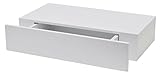 Duraline Modernes Sideboard | Regalbrett mit Schublade | 10 x 48 x 25 cm | Weiß glänzend