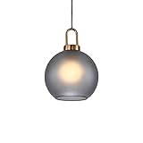 MURUIEN Metall-Lampenfassung, Hängeleuchten, Glas-Lampenschirm, Pendelleuchte, minimalistischer Stil, Kronleuchter, Kugel-Deckenbeleuchtung, für Innen, Restaurant, Café, Büro