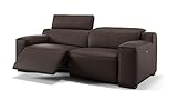 sofanella - Leder 3-Sitzer Sofa Loreto in Braun S: 204 x 104 cm