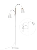 Anten Stehlampe mit leselampe Wohnzimmer Valis | E27 Fassung max. 60W | 360° Schwenkbare 2 Lampenköpfe Stehleuchte | moderne Metall Sofa Lampe mit Höhe 159 cm | für Schlafzimmer Weiß ohne Birne